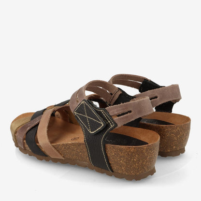 SANDALIA INTER BIOS 5338 KAKI PARDO BUGI NEGRO