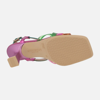 SANDALIAS DE TIRAS EN COMBINADO DE PIEL Y VINILO HISPANITAS