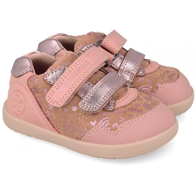 Zapatillas barefoot de bebé niña para primeros pasos y estampado Biomecanics