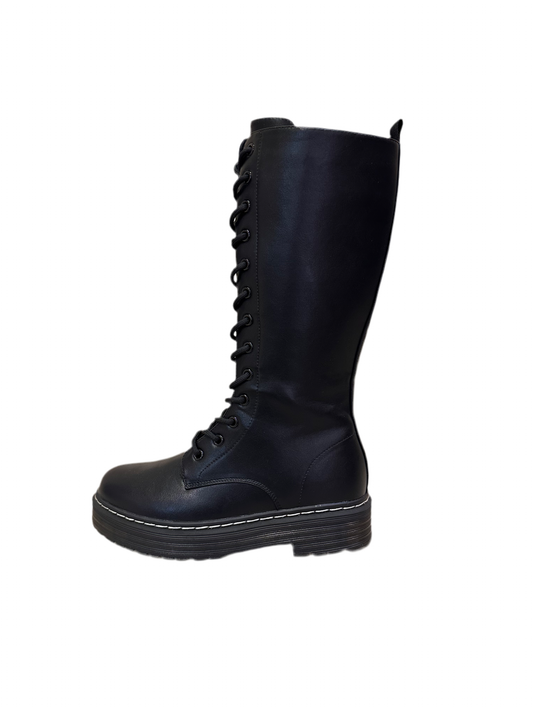 BOTA MILTAR CAÑA ALTA CORDONES