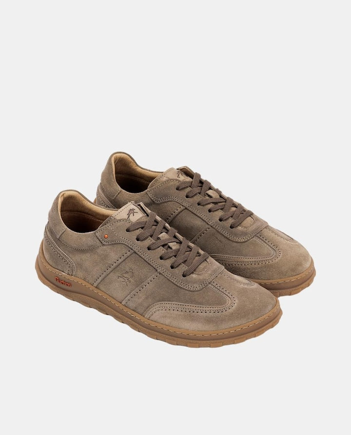 Zapato sport de hombre en piel ante con horma barefoot Fluchos Taupe