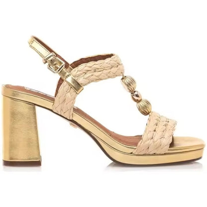 SANDALIA MARIAMARE RAFFIA DORADA TACON