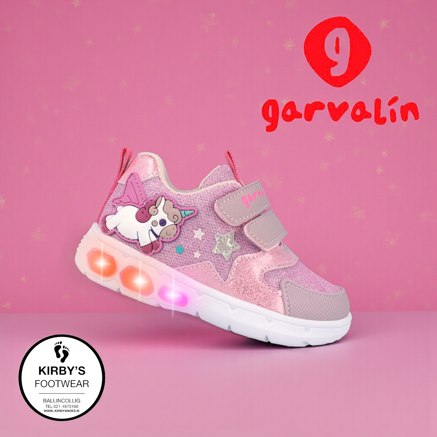 ZAPATILLA LUZ GARVALIN UNICORNIO ROSA