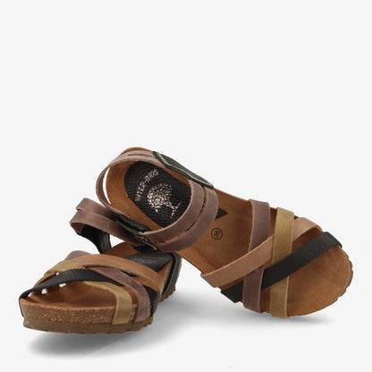SANDALIA INTER BIOS 5338 KAKI PARDO BUGI NEGRO