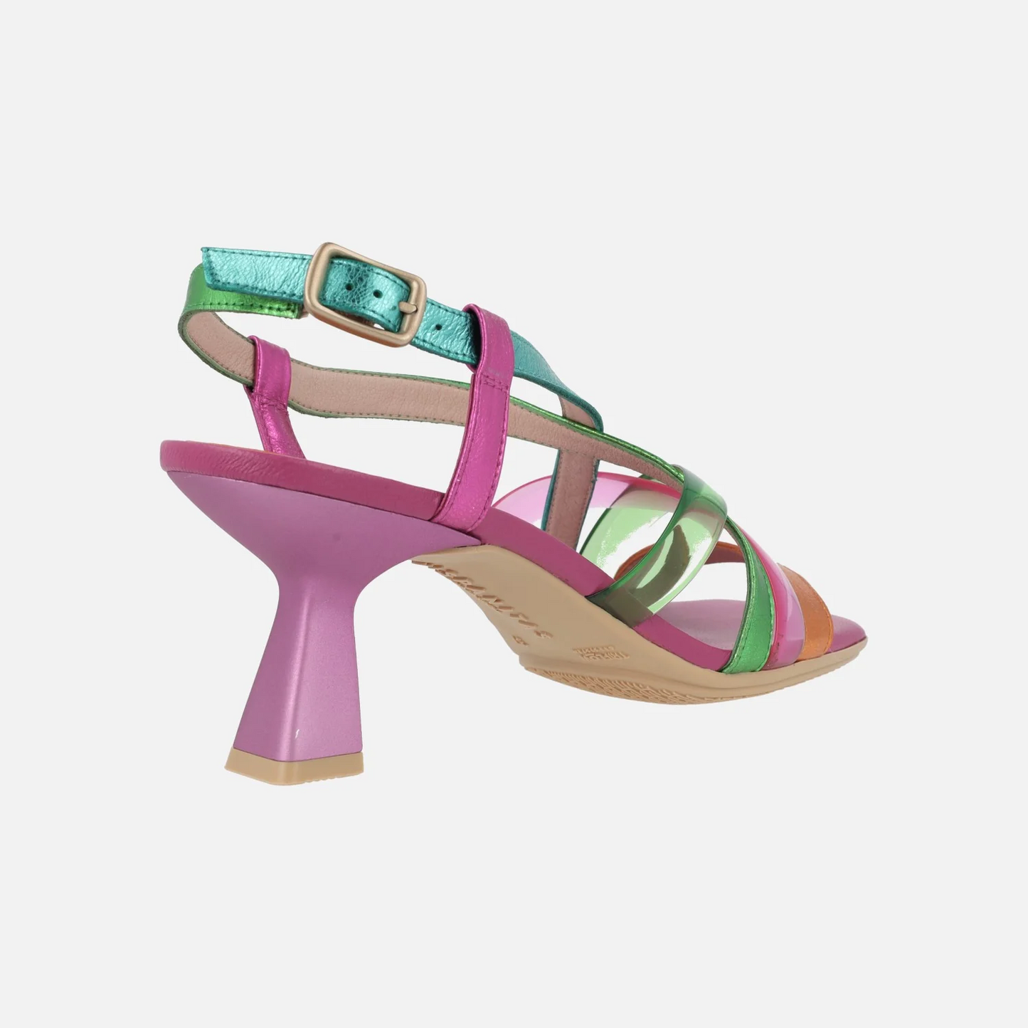 SANDALIAS DE TIRAS EN COMBINADO DE PIEL Y VINILO HISPANITAS