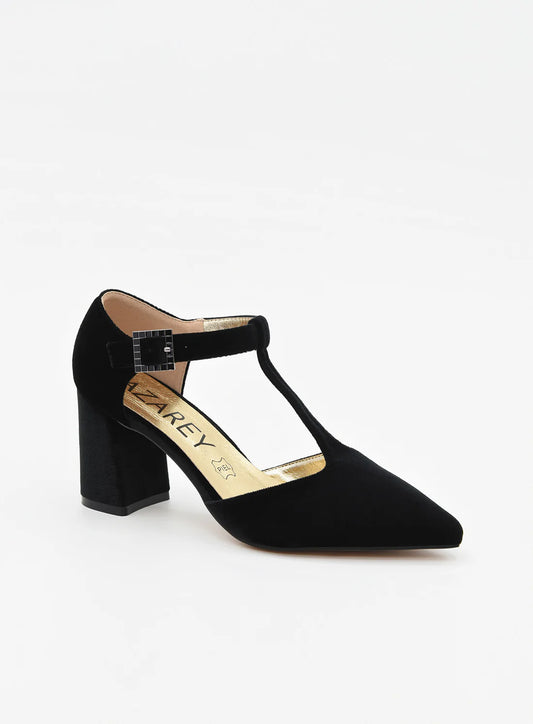 ZAPATOS DE TERCIOPELO AZAREY CON TIRA EN EL EMPEINE