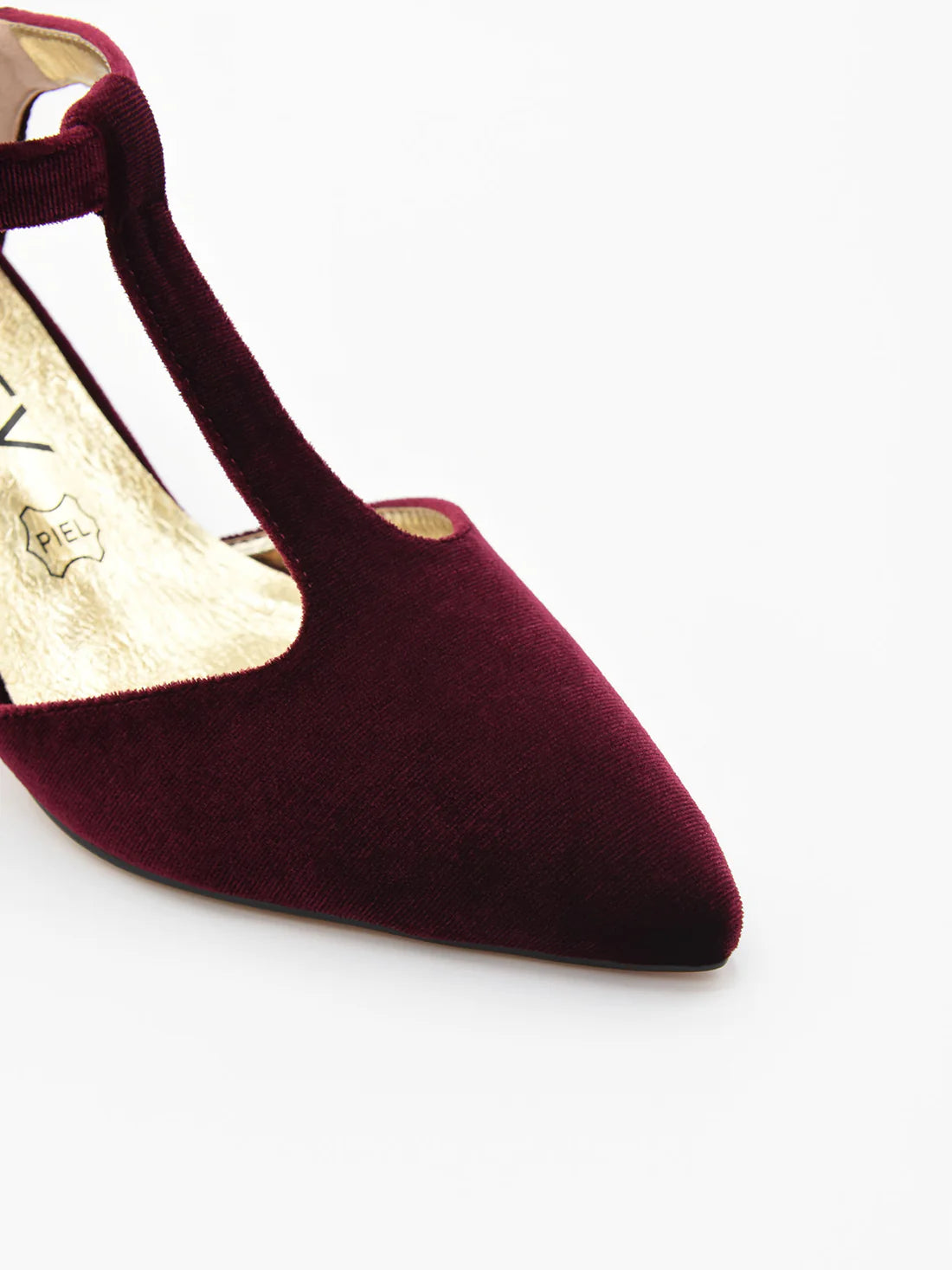 ZAPATOS DE TERCIOPELO BURDEOS AZAREY CON TIRA EN EL EMPEINE