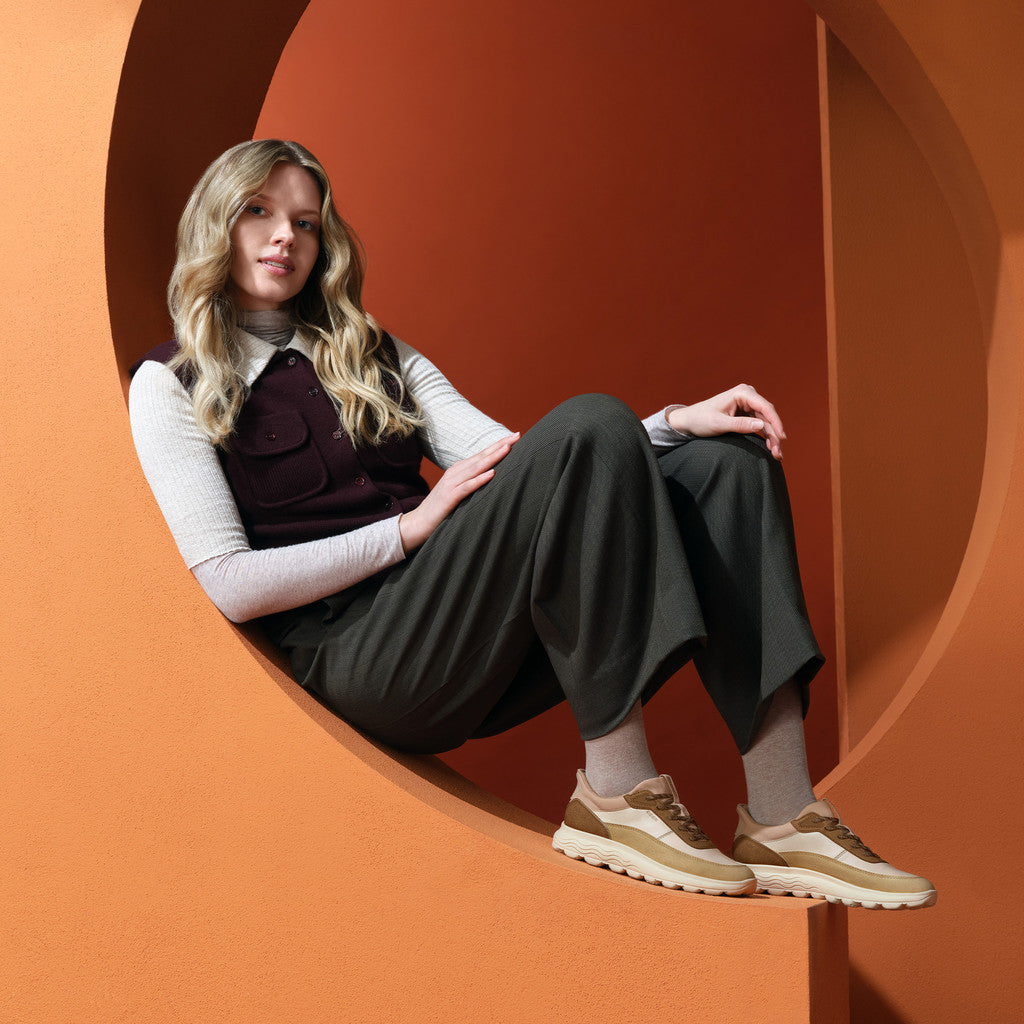 ZAPATILLA GEOX SPHERICA PLUS SLIP IN BEIGE/MARRON