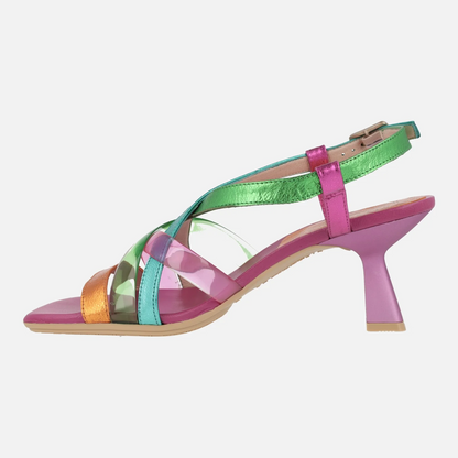 SANDALIAS DE TIRAS EN COMBINADO DE PIEL Y VINILO HISPANITAS
