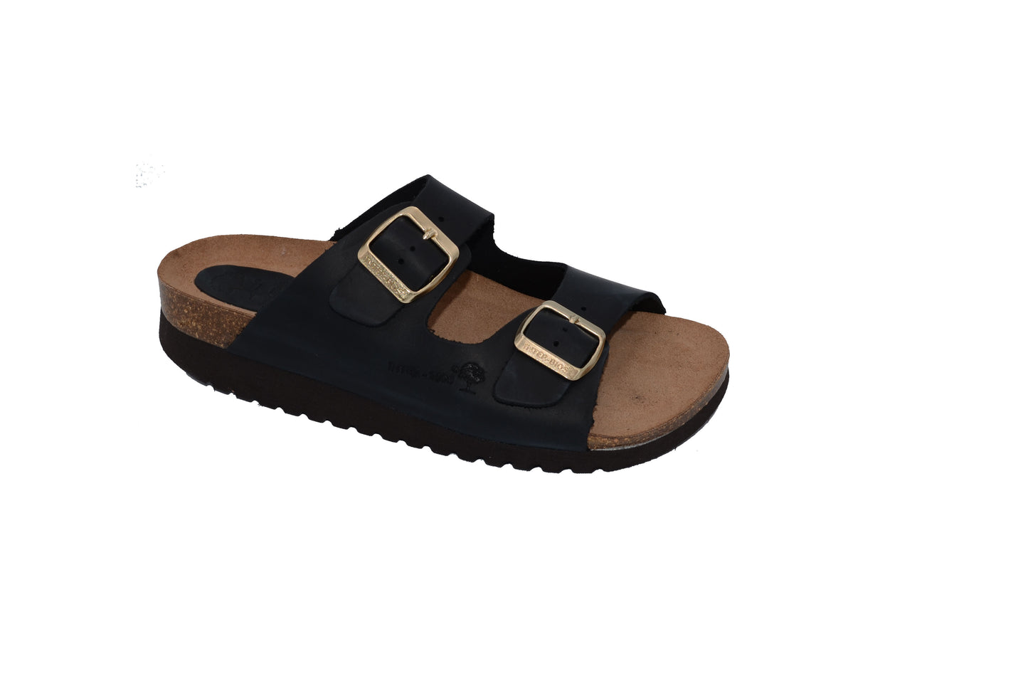 INTER BIOS CHANCLO NEGRO DOBLE HEBILLA BRONCE